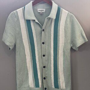 Short sleeve, button down, cotton knit-like men's small shirt - Goodfellow & Co.